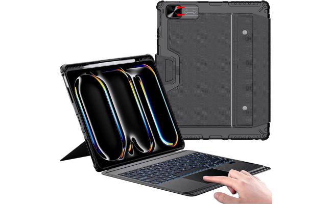 Nillkin for iPad Pro 11 inch Case with Keyboard (M4), Detachable iPad Magic Backlit Arabic / English Keyboard with Multi-Touch Trackpad, iPad Pro 11-inch Case with Pencil Holder and Camera Cover, Protective Case - Black